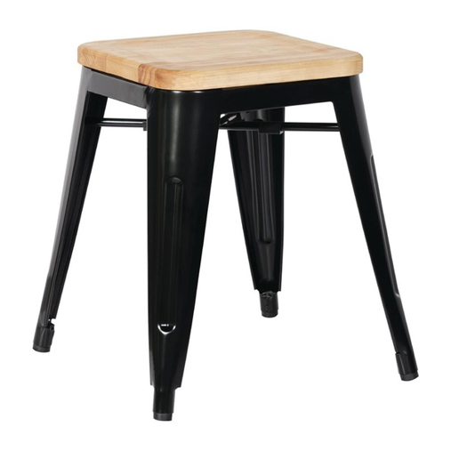 Schwarze Bolero Bistro Hocker mit Holzsitzpolster - 4er Set für Garten und Terrasse Schwarze Bolero Bistro Hocker mit Holzsitzpolster - 4er Set für Garten und Terrasse