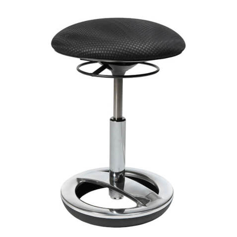Ergonomischer Bürositzhocker mit Stoffbezug und polierten Aluminiumfuß - Schwarz