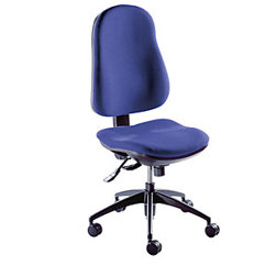 Bürostuhl schwer entflammbar – Punktsynchron-Mechanik, ohne Armlehnen, Bezug Blau