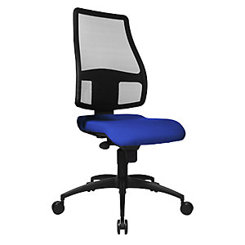 Bürostuhl - Komfortabler, schwer entflammbarer Drehstuhl mit punktsynchroner Mechanik und Netzrücken - Sitz in Royalblau, Rückenlehnenhöhe 680 mm