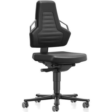 INTERSTUHL Arbeitsstuhl mit Integralschaum - Schwarz - Höhenverstellbar (Sitzhöhe 450-600 mm) - Rollen - Schwer entflammbar