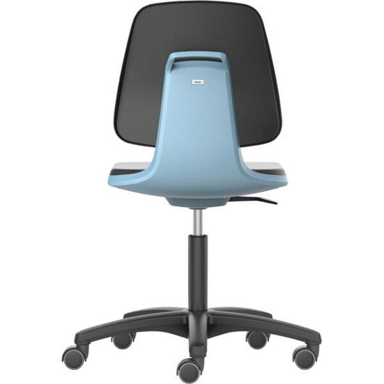 Reinraumstuhl LABSIT mit Rollen - Sitzschale Blau, Kunstleder Schwarz Reinraumstuhl LABSIT mit Rollen - Sitzschale Blau, Kunstleder Schwarz