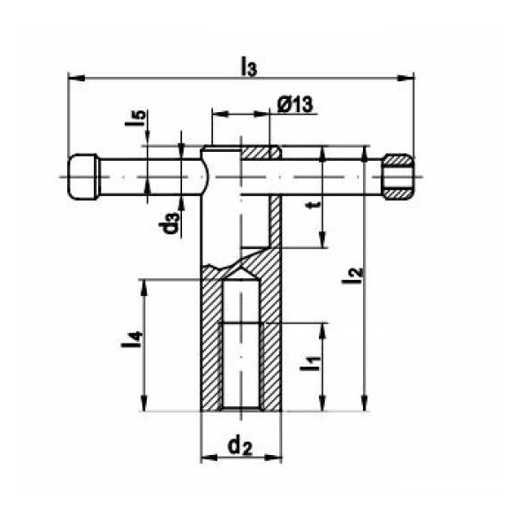 DIN 6307 Knebelmutter M10 mit losem Knebel | 5/5 Au (Stahl, gedreht, brüniert)