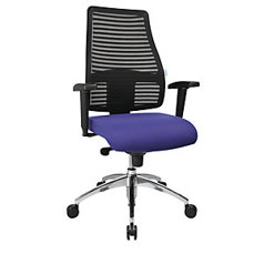 Ergonomischer Bürostuhl mit Netz-Rückenlehne - Höhenverstellbare Rückenlehne (600 mm) - Blau - Schwer Entflammbar