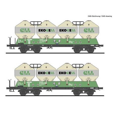 H0 2er-Set Silowagen ZSSK - Silobehälter